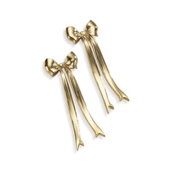 Long Ribbon Bow Stud Earrings